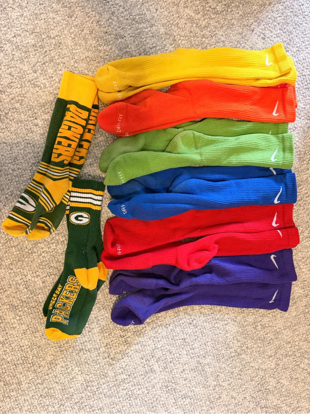 Nike Socks - Green Bay Packers - only green socks worn - rest brand new